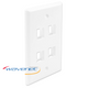 4 Port Single Gang Flush Style Faceplate, White - FP04PWH-S 4 Port Single Gang Flush Style Faceplate, White - FP04PWH-S